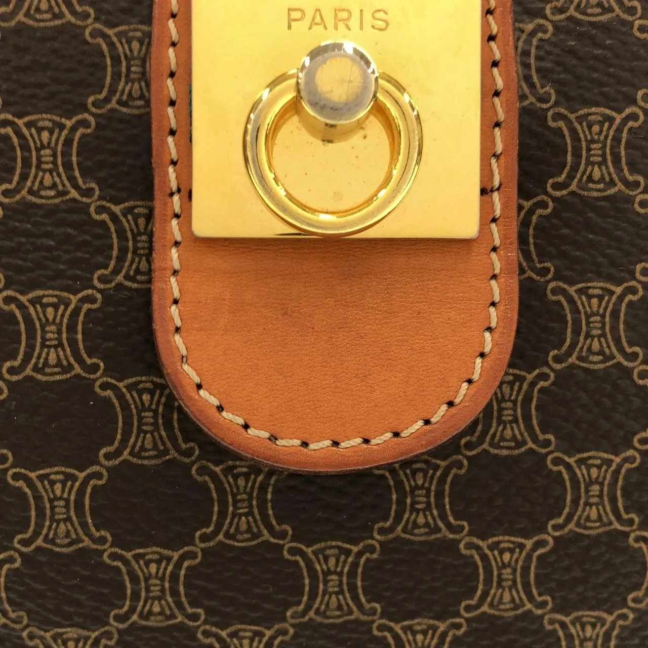 CELINE Handbag Canvas 棕色 帆布 中古品B - 縮圖 5