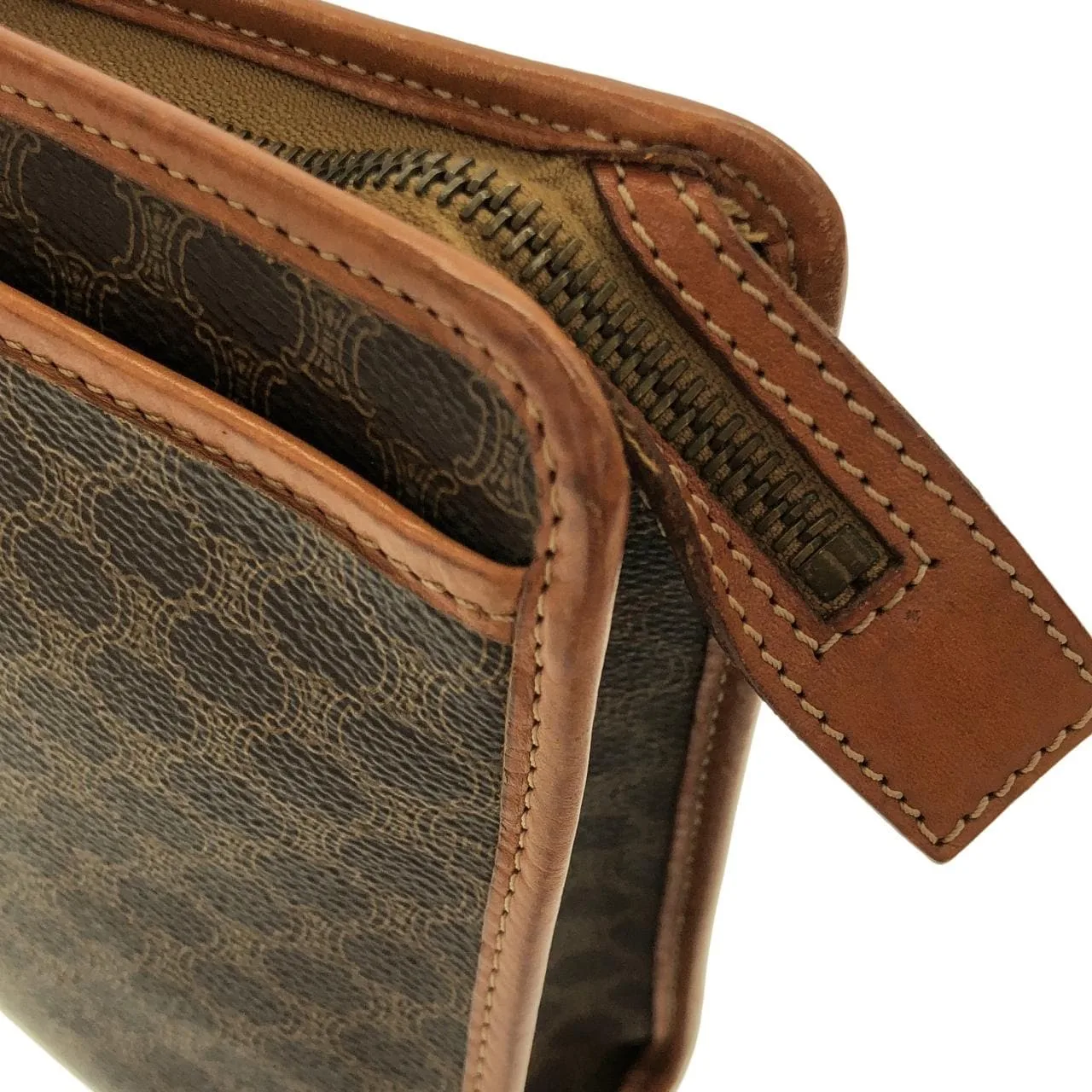 CELINE Handbag Canvas 棕色 帆布 中古品B - 縮圖 7