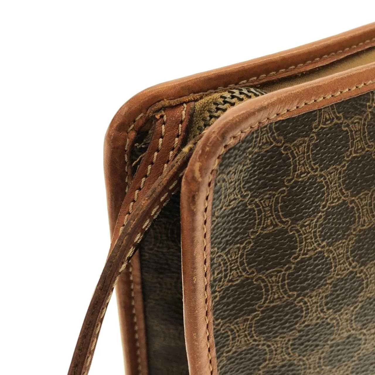 CELINE Handbag Canvas 棕色 帆布 中古品B - 縮圖 8