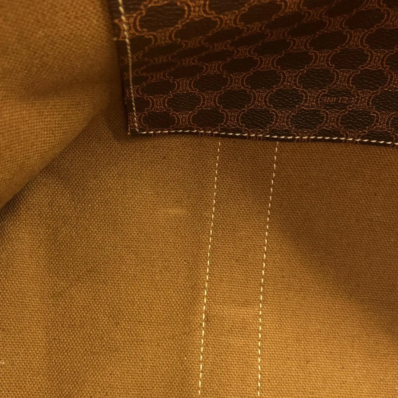 CELINE Handbag Canvas 棕色 帆布 中古品A - 縮圖 10