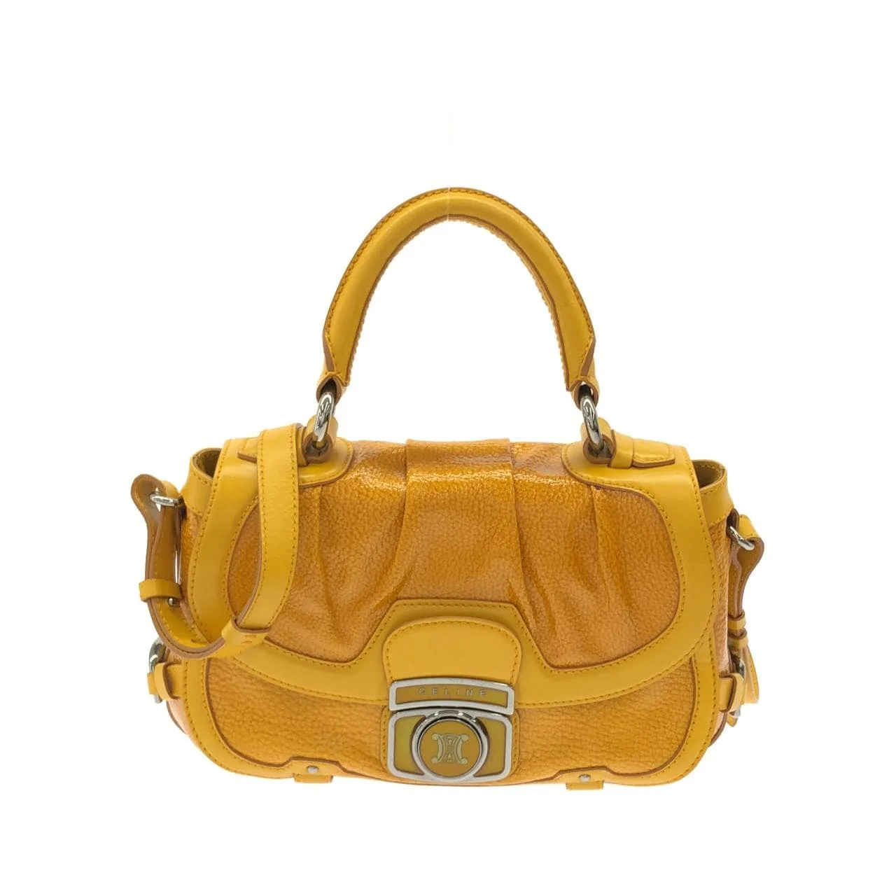 CELINE Handbag Leather Yellow