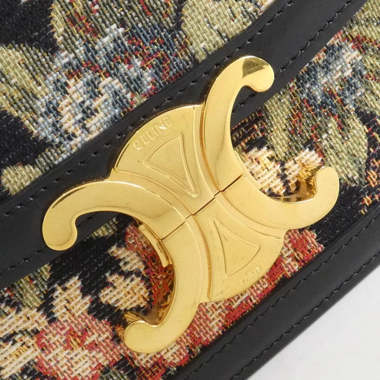 CELINE Triomphe 肩背包 帆布 黑色 帆布 中古品B - 縮圖 5