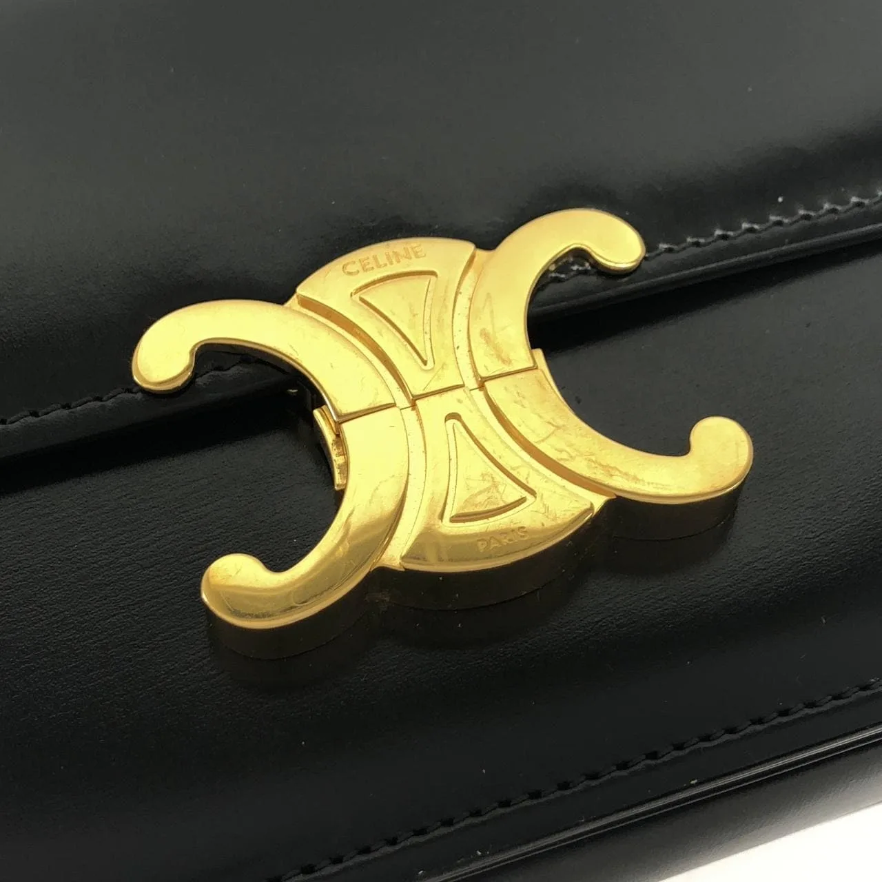 CELINE Triomphe 188423BF4 肩背包 黑色 中古品A - 縮圖 4