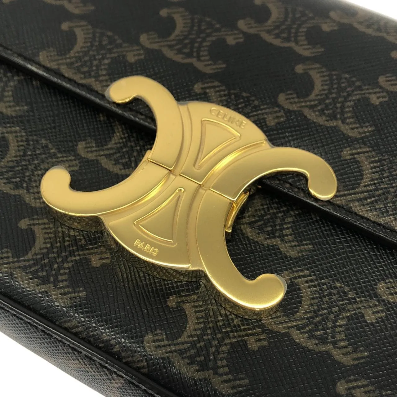 CELINE Triomphe 194142CUZ 肩背包 帆布 黑色 帆布 中古品A - 縮圖 4