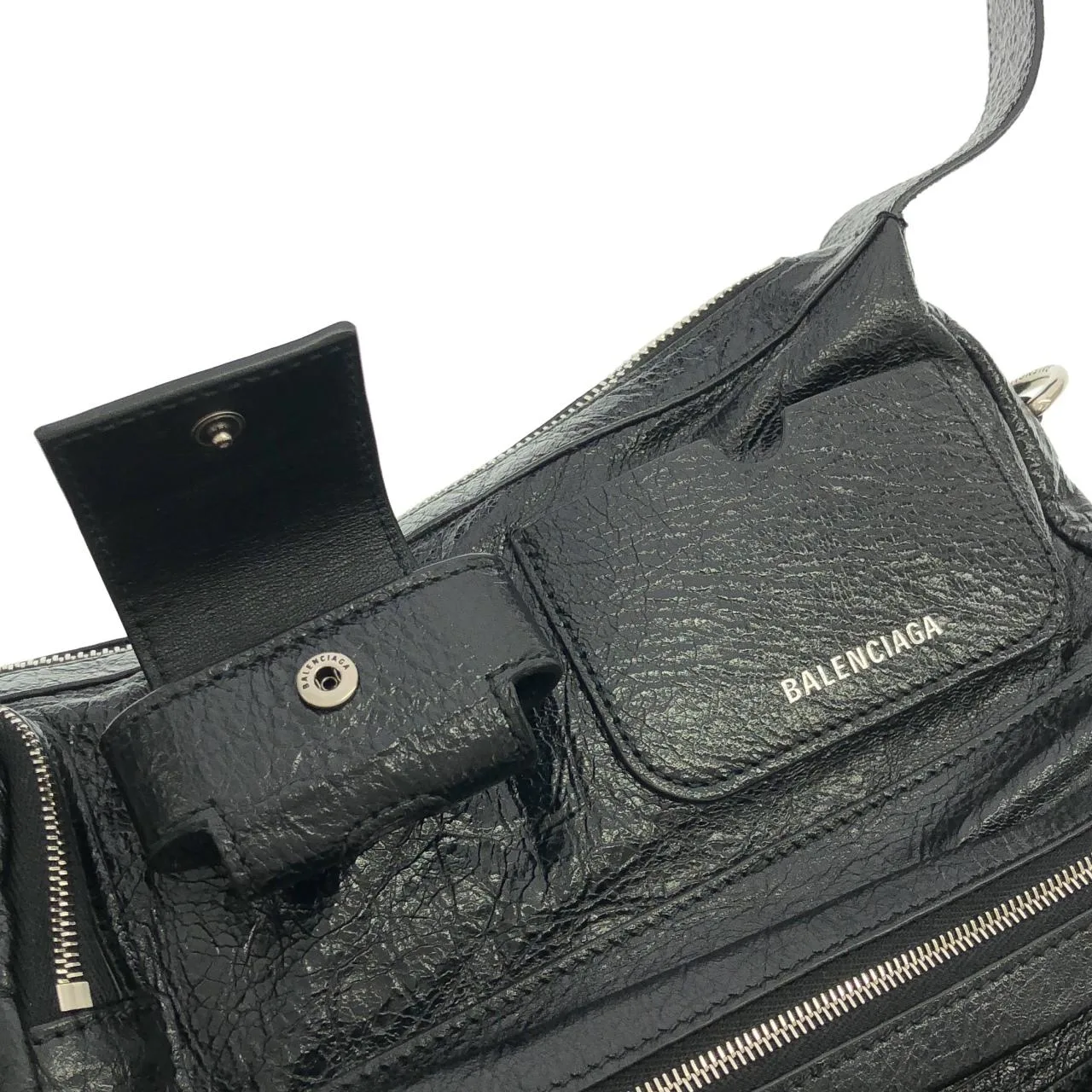 BALENCIAGA 785297 210C8 肩背包 羊皮 黑色 羊皮 中古品A - 縮圖 4
