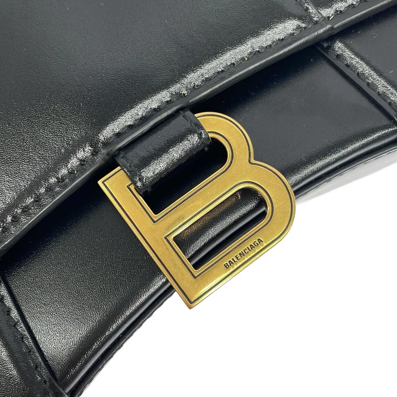 BALENCIAGA Hourglass 592833 1QJ4M 手提包 黑色 中古品A - 縮圖 4