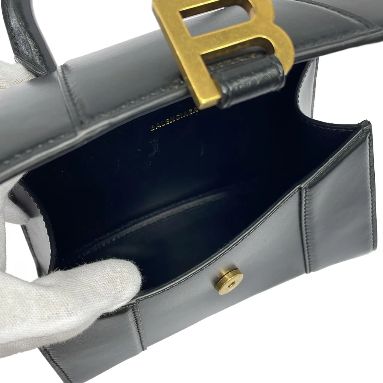 BALENCIAGA Hourglass 592833 1QJ4M 手提包 黑色 中古品A - 縮圖 6