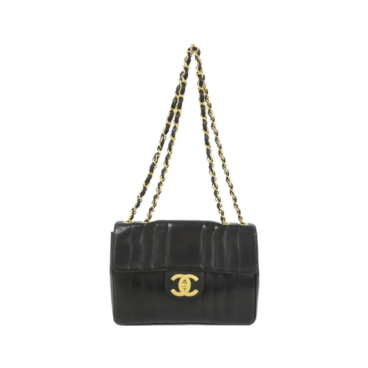 CHANEL Shoulder Lambskin Black
