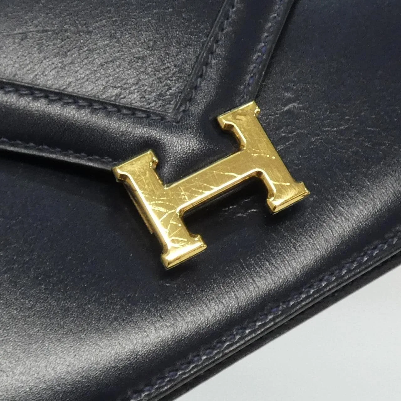 HERMES 001372CC Shoulder Box Calf Navy Box Calf Leather Rank A - Thumbnail 5