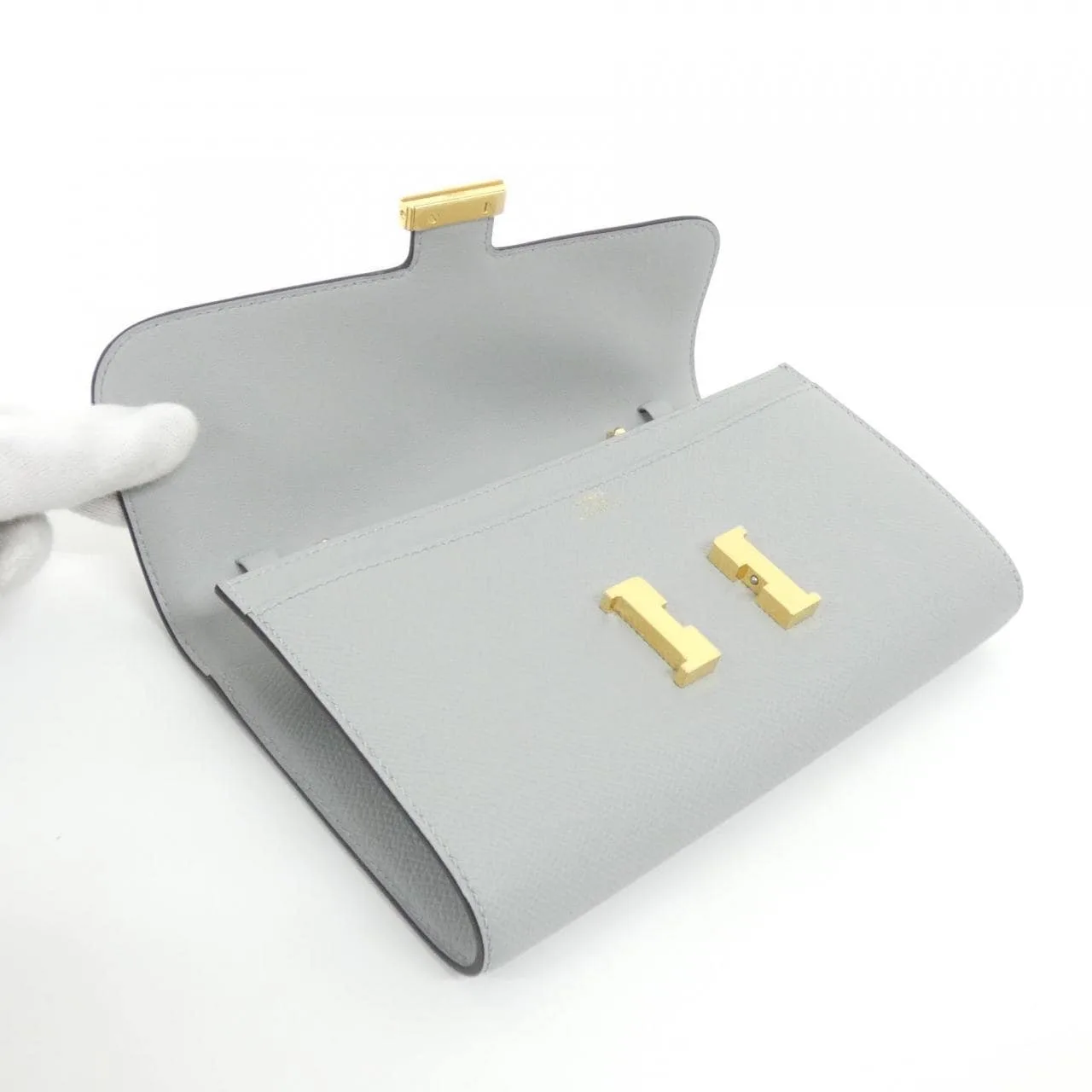 HERMES Constance 085822CC Wallet Epsom 藍色 Epsom 皮 未使用品 - 縮圖 4