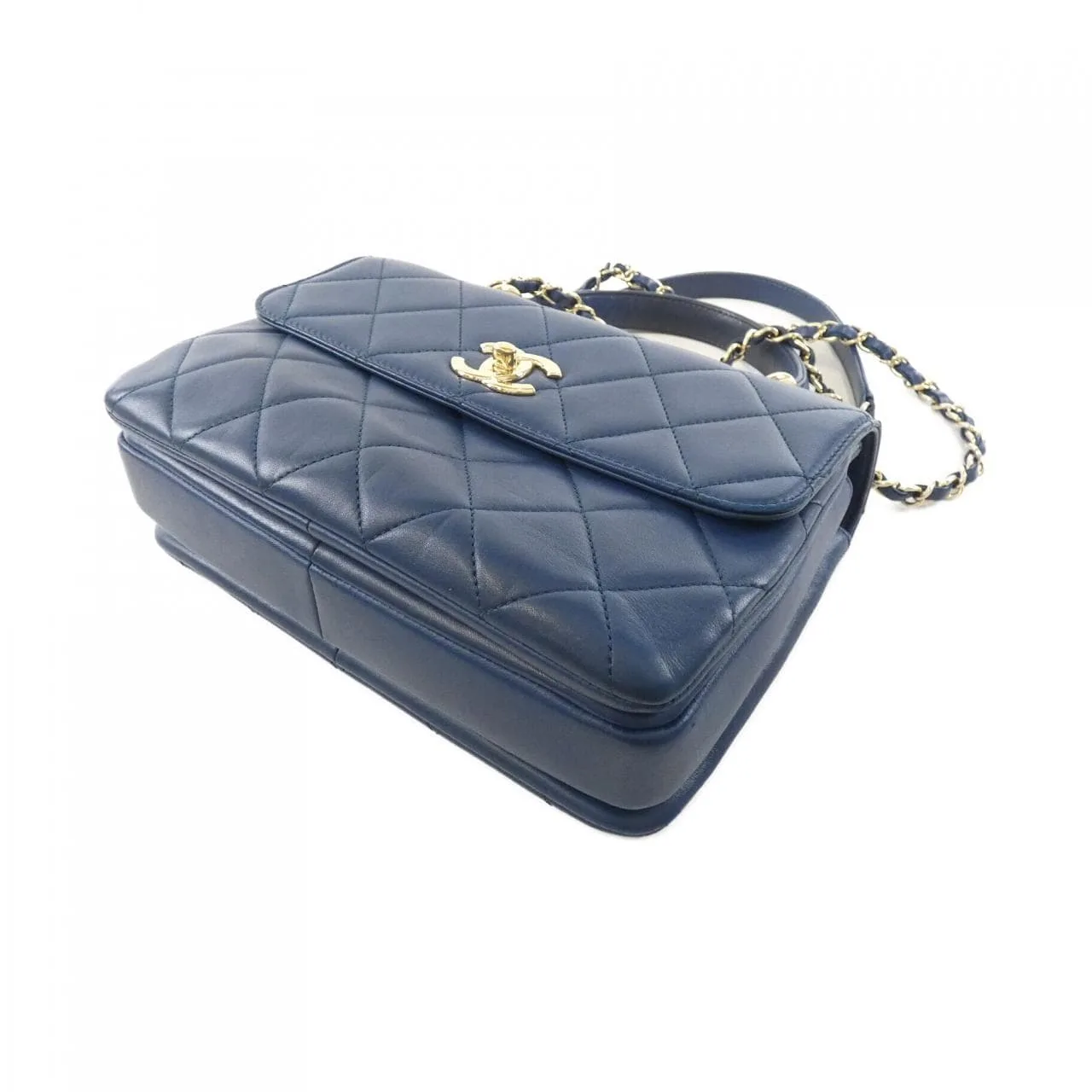 CHANEL 92236 Handbag Lambskin Blue Lambskin Rank B - Thumbnail 3