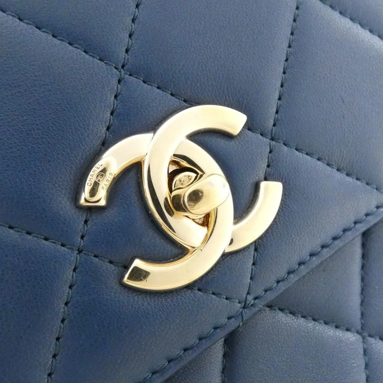 CHANEL 92236 Handbag Lambskin Blue Lambskin Rank B - Thumbnail 4