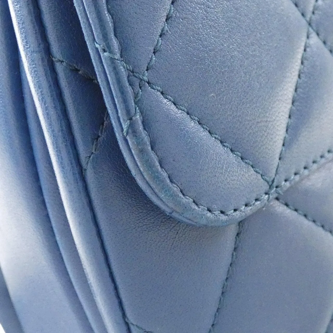 CHANEL 92236 Handbag Lambskin Blue Lambskin Rank B - Thumbnail 5