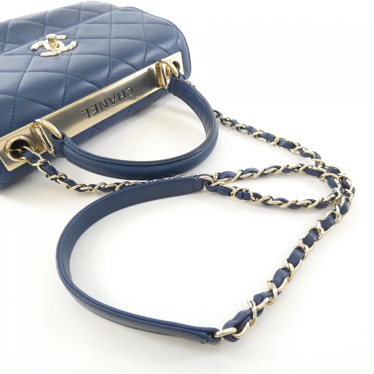 CHANEL 92236 Handbag Lambskin Blue Lambskin Rank B - Thumbnail 6