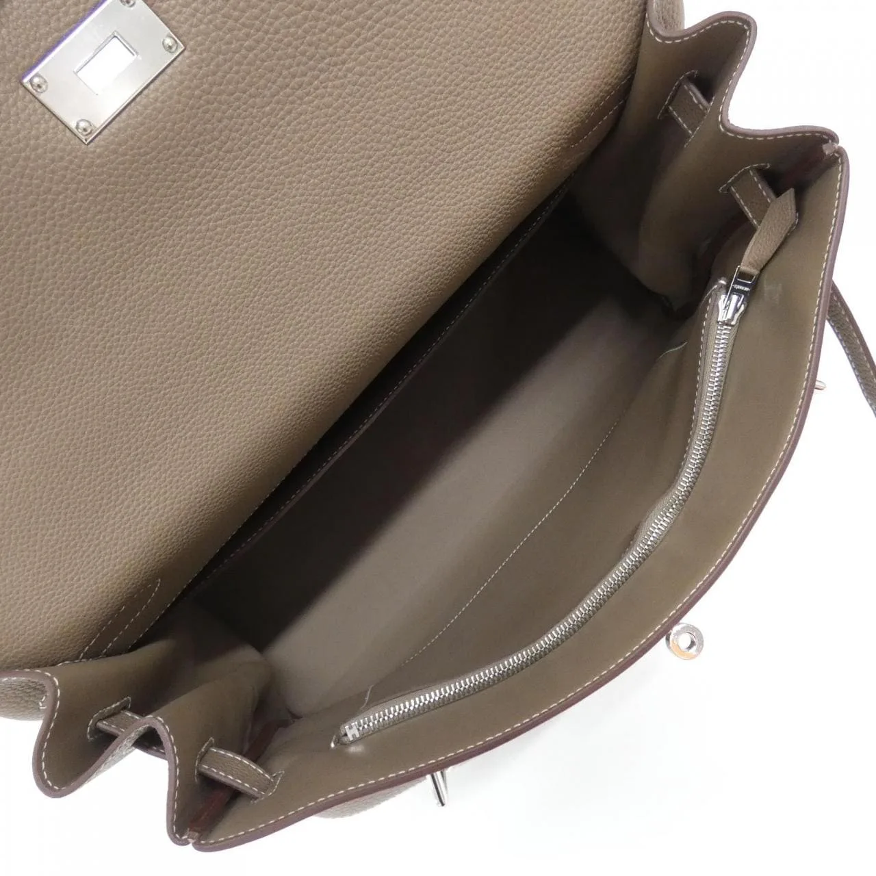 HERMES Kelly 084689CK Handbag Togo Etoupe Togo Leather Rank A - Thumbnail 8