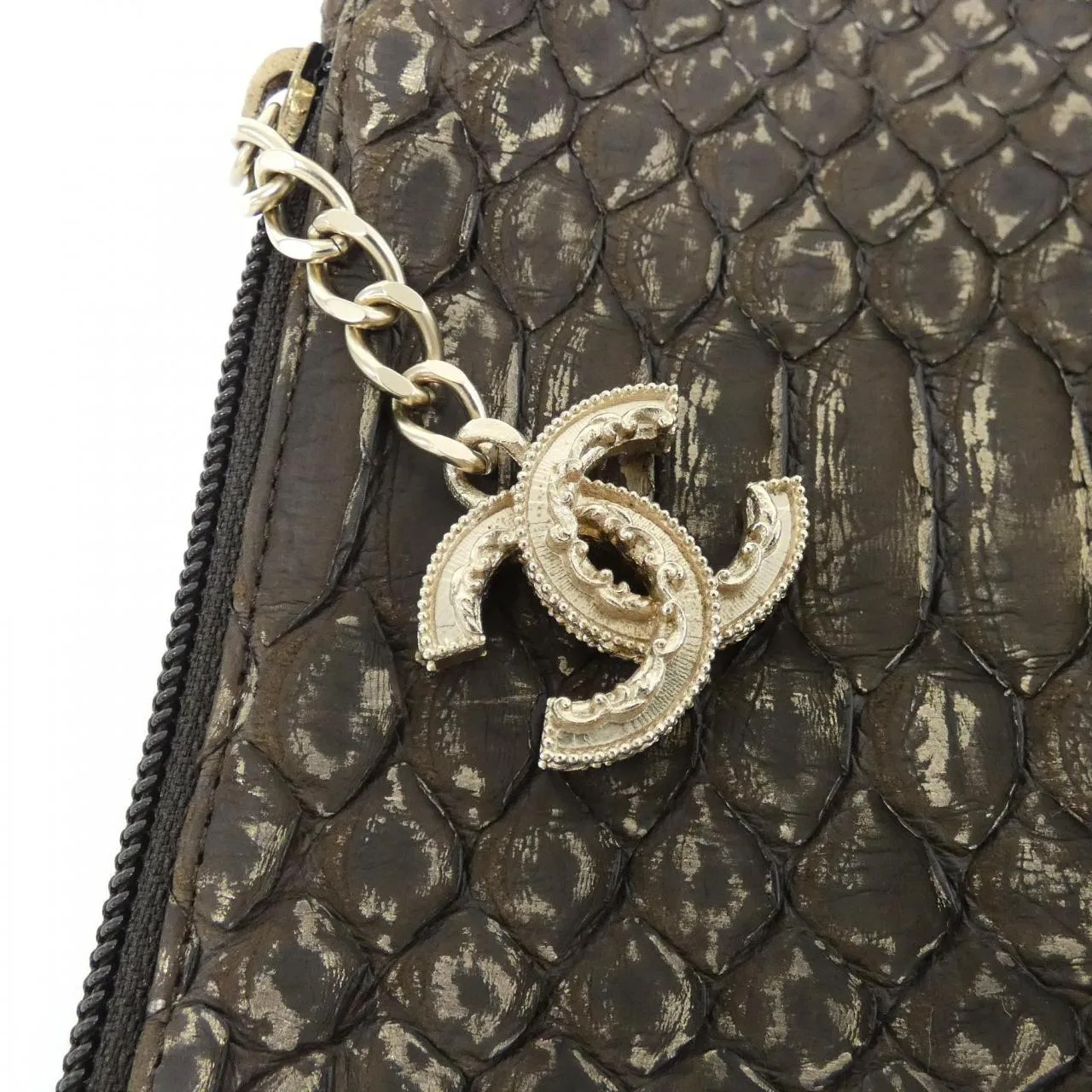 CHANEL Handbag Python Brown Python Rank A - Thumbnail 3