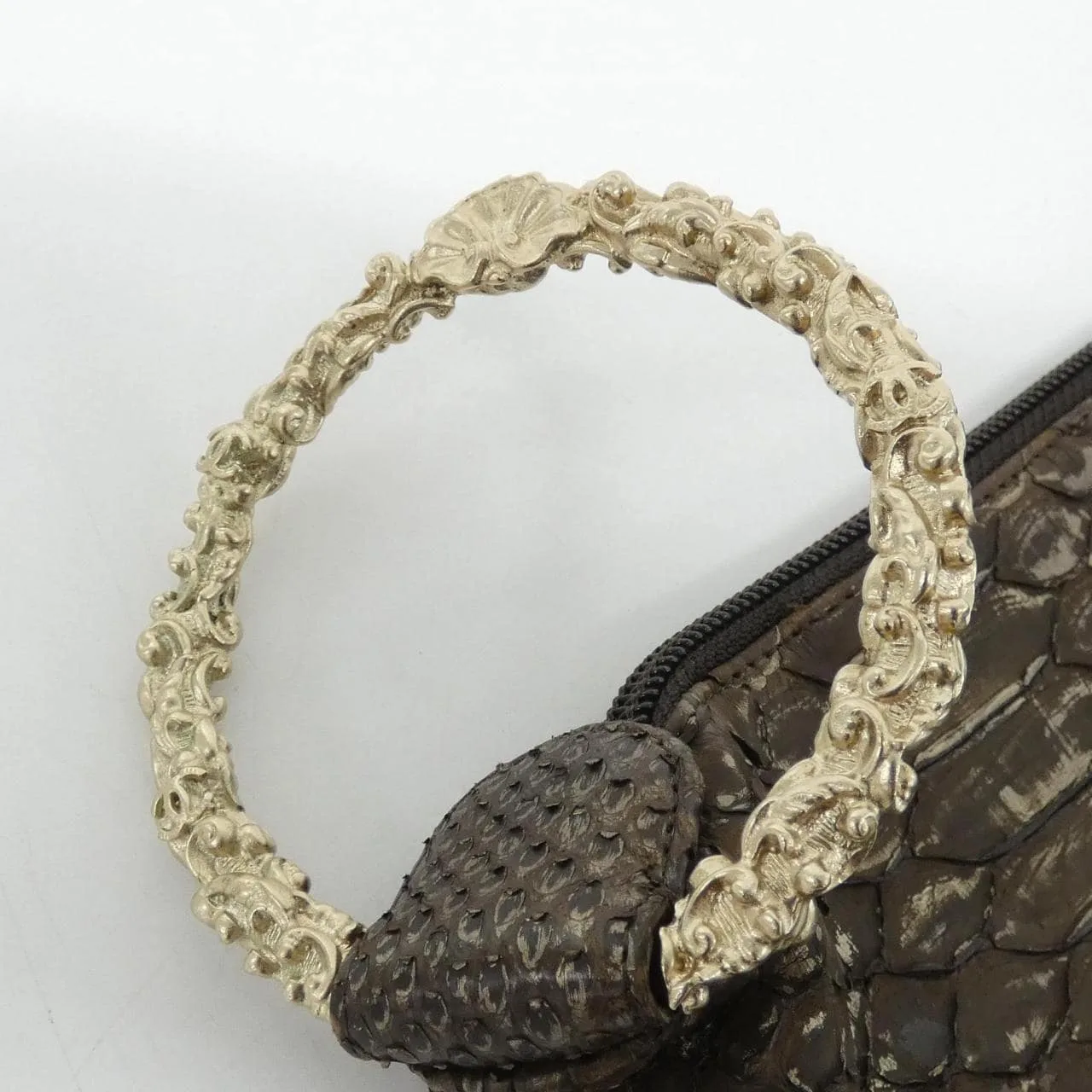CHANEL Handbag Python Brown Python Rank A - Thumbnail 4