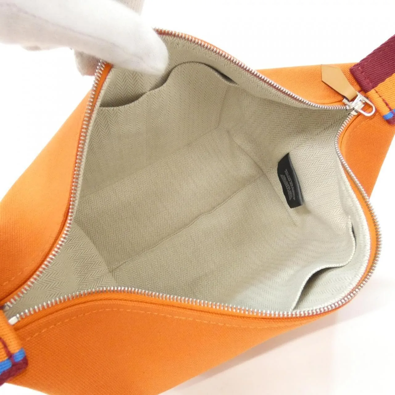 HERMES 104346M 小袋 帆布 黑色 帆布 中古品A - 縮圖 9