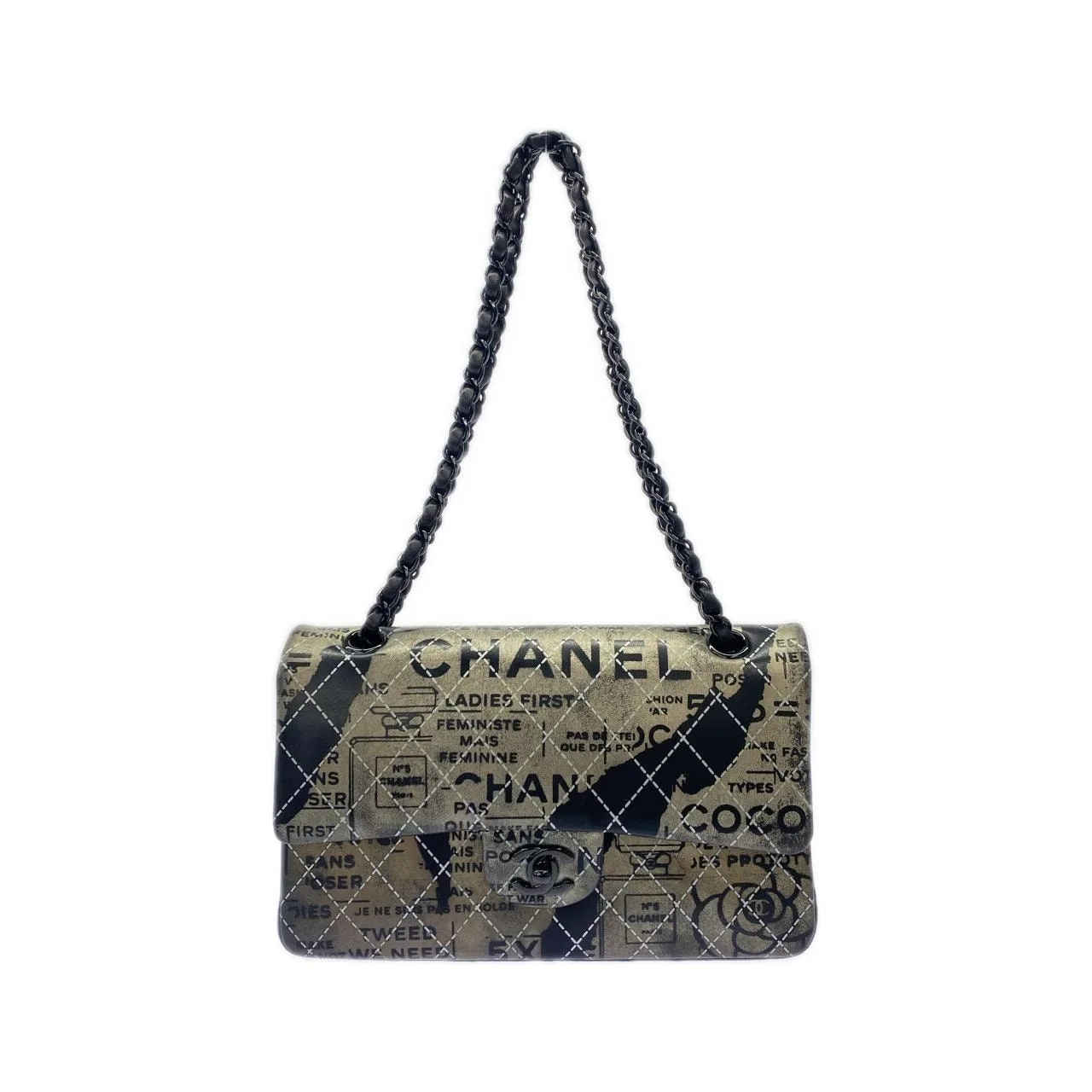 CHANEL Shoulder Lambskin Black
