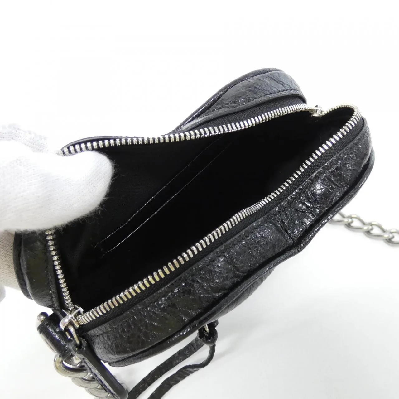 BALENCIAGA Le Cagole 722781 1VG9Y Shoulder Lambskin 黑色 羊皮 中古品A - 縮圖 6