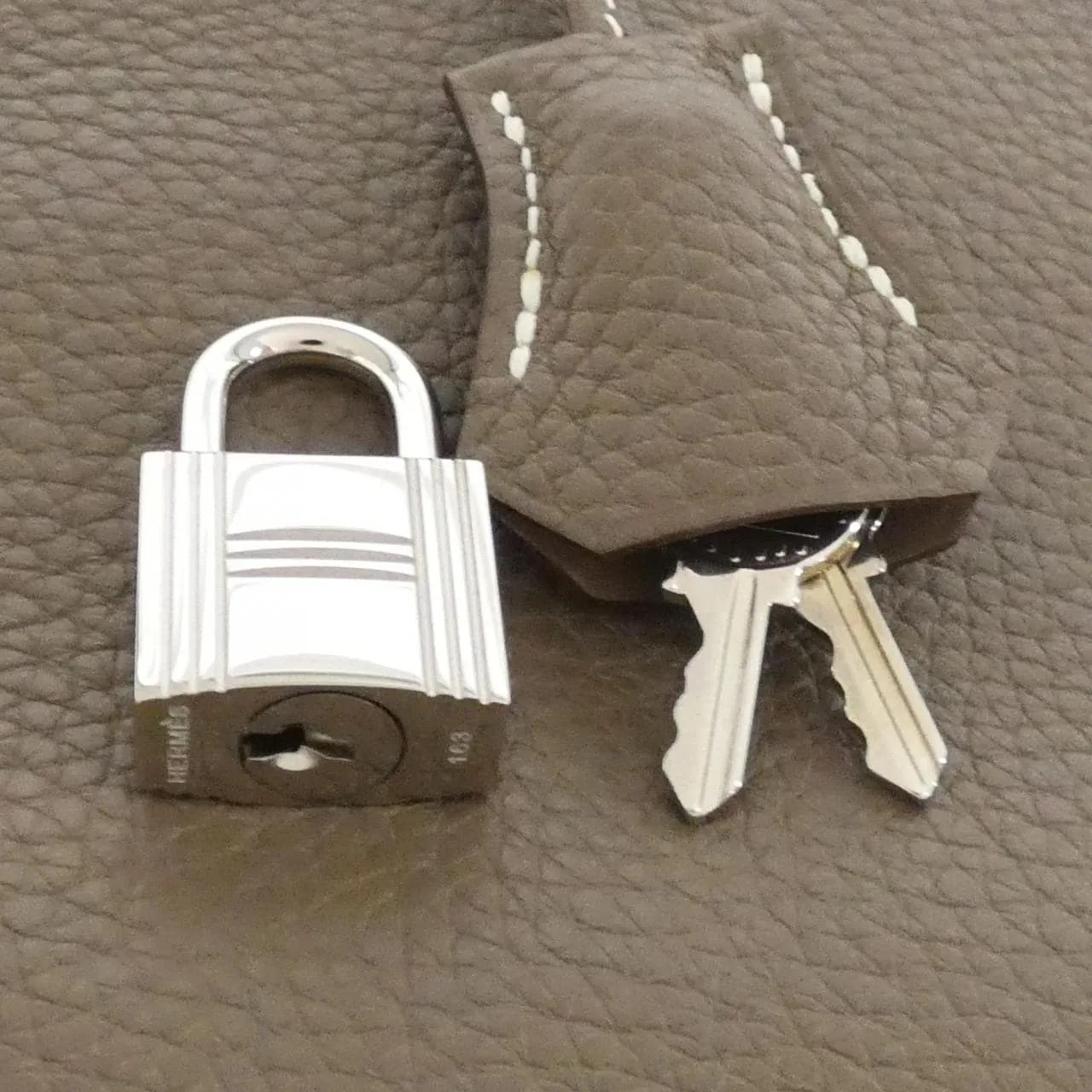 HERMES Bolide 073419CK Handbag Clemence Etoupe Clemence Leather Rank A - Thumbnail 4