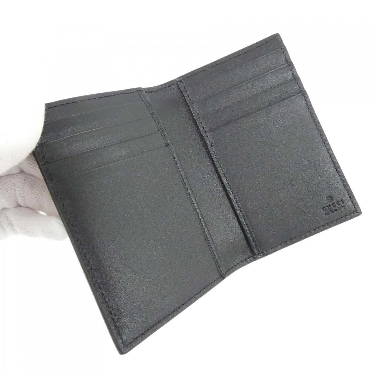 GUCCI 850183 AAFDV Card Case Leather 黑色 皮革 新品 - 縮圖 3