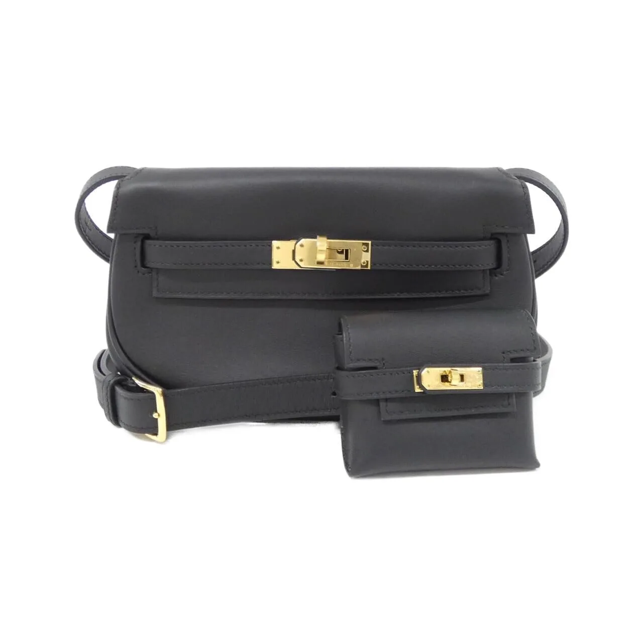 HERMES Kelly 084552CC Shoulder Swift Black
