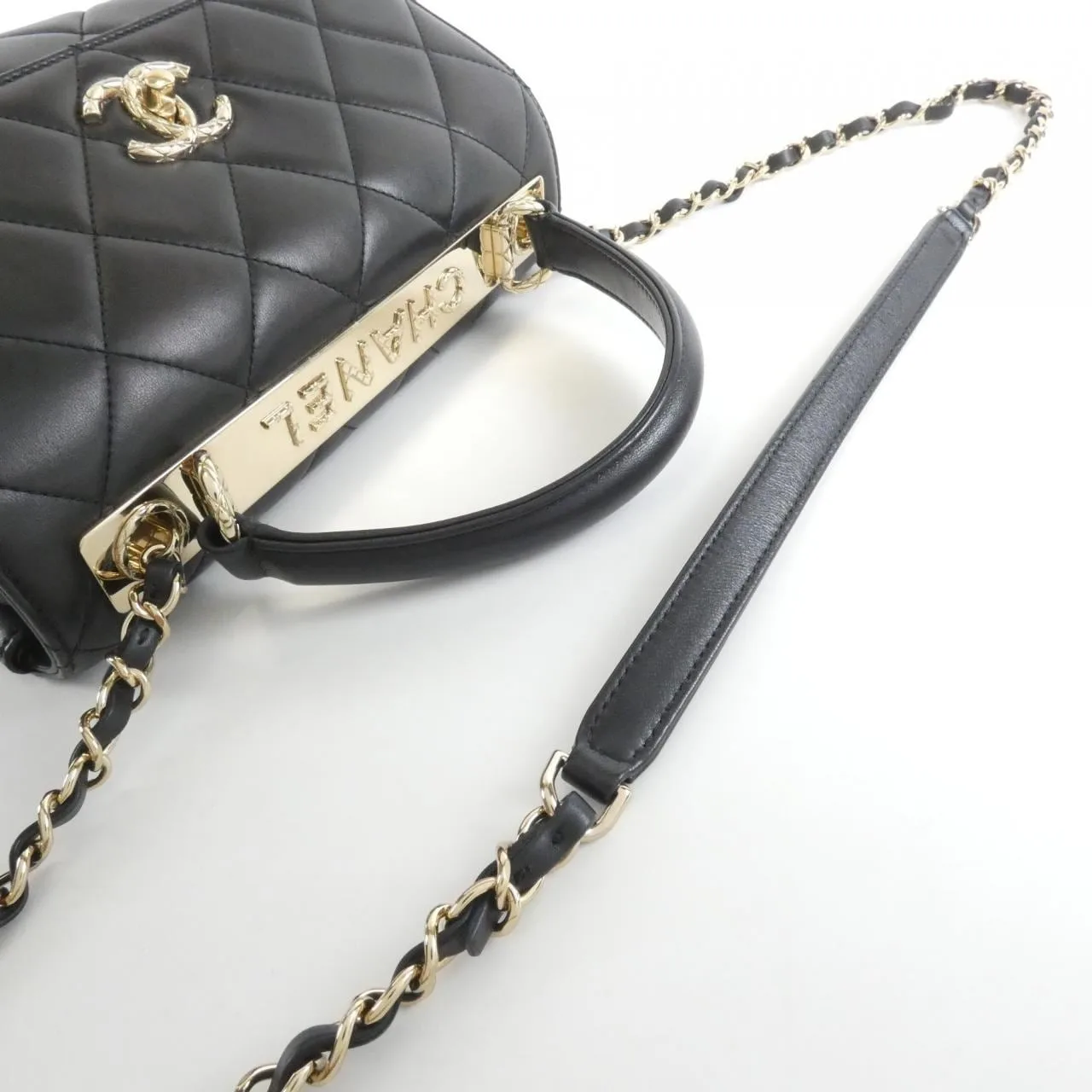 CHANEL 92236 Handbag Lambskin Black Lambskin Rank B - Thumbnail 7