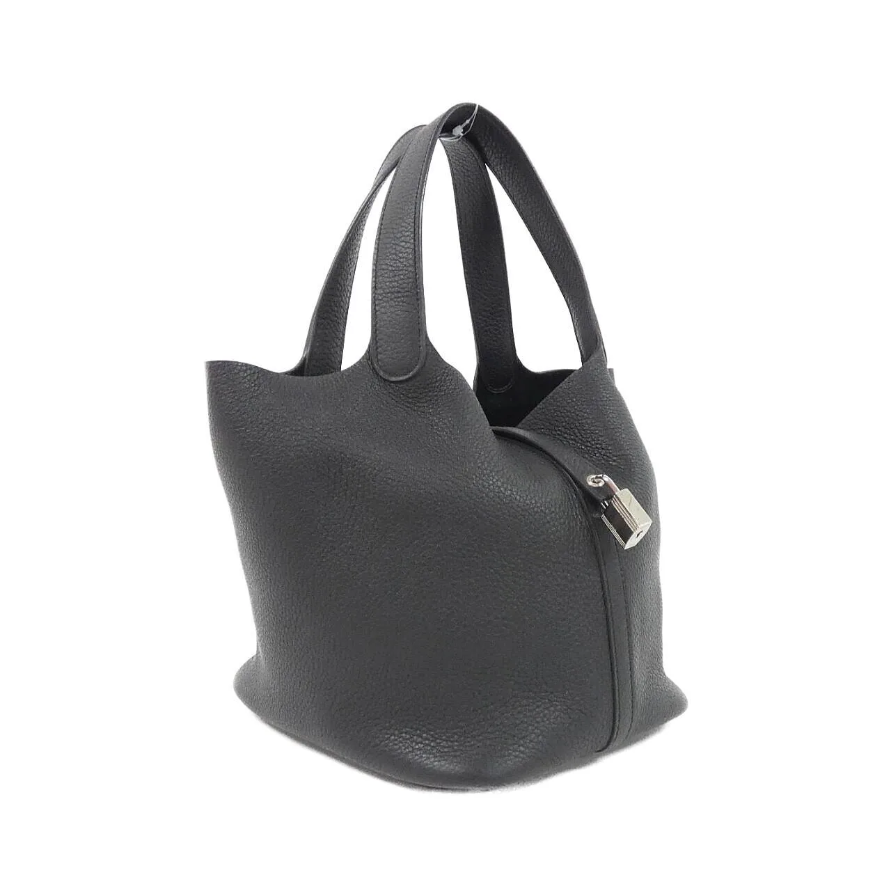HERMES Picotin 060991CK Handbag Clemence Black