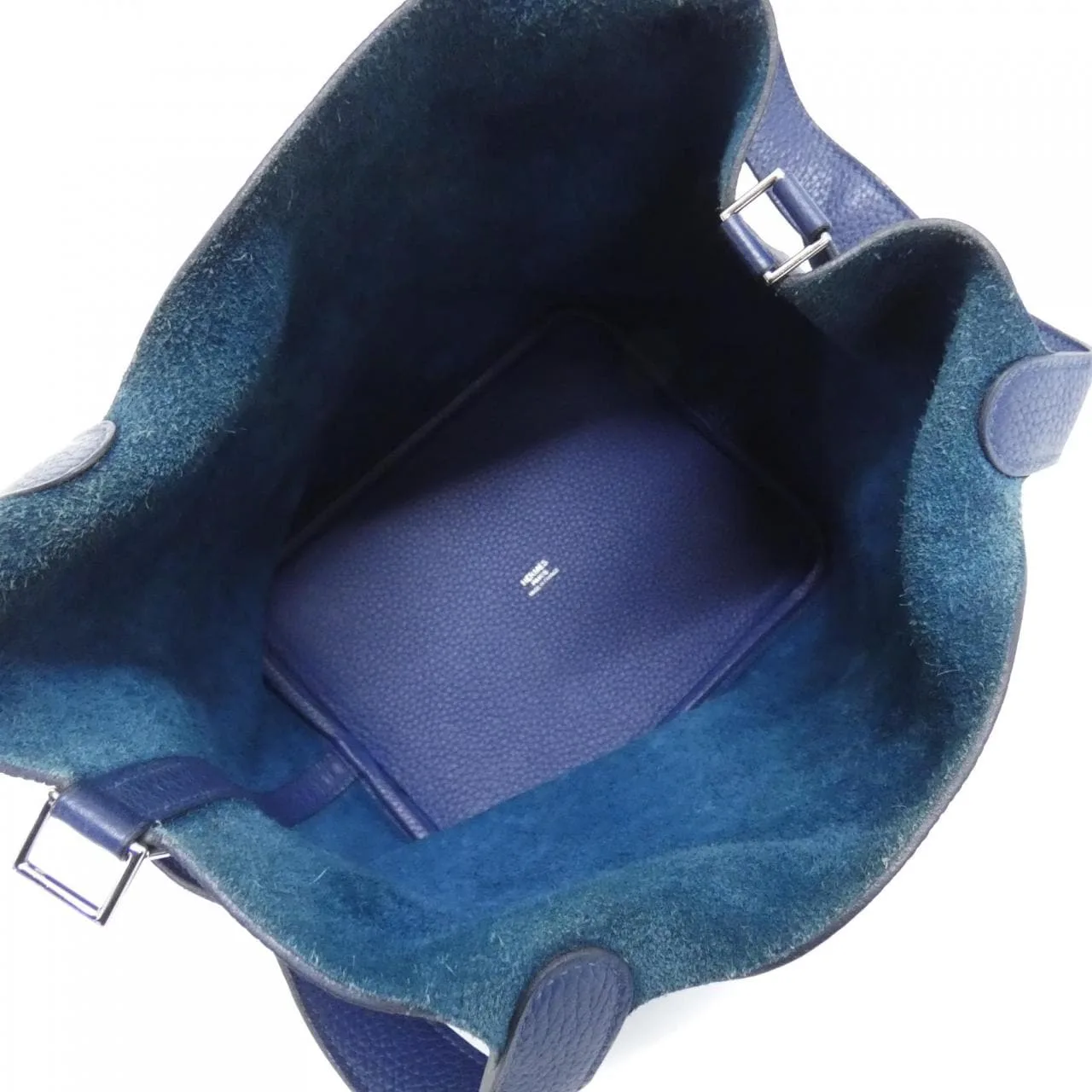 HERMES Picotin 060991CK Handbag Clemence Blue Clemence Leather Rank B - Thumbnail 5