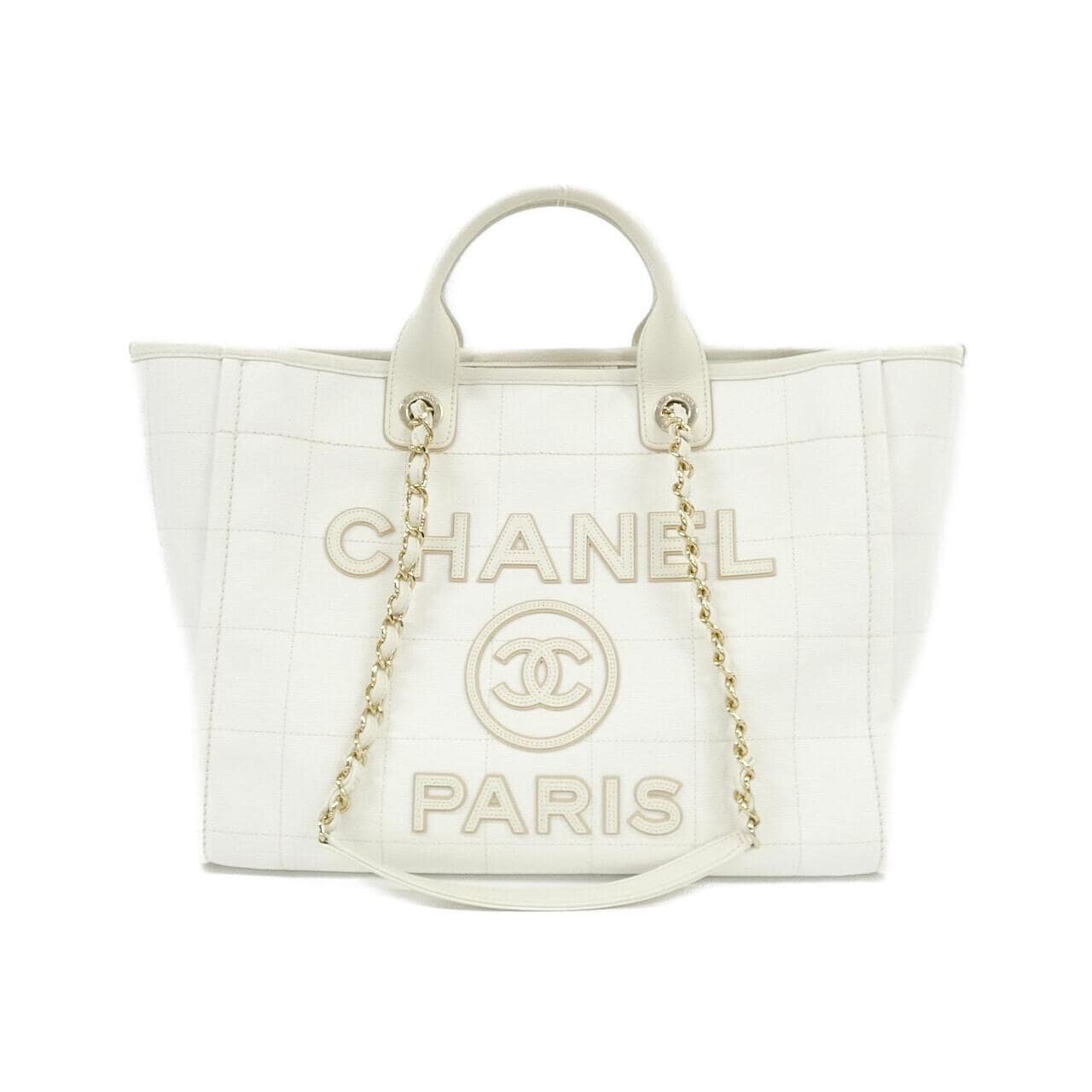 CHANEL Deauville 66941 Handbag Cotton