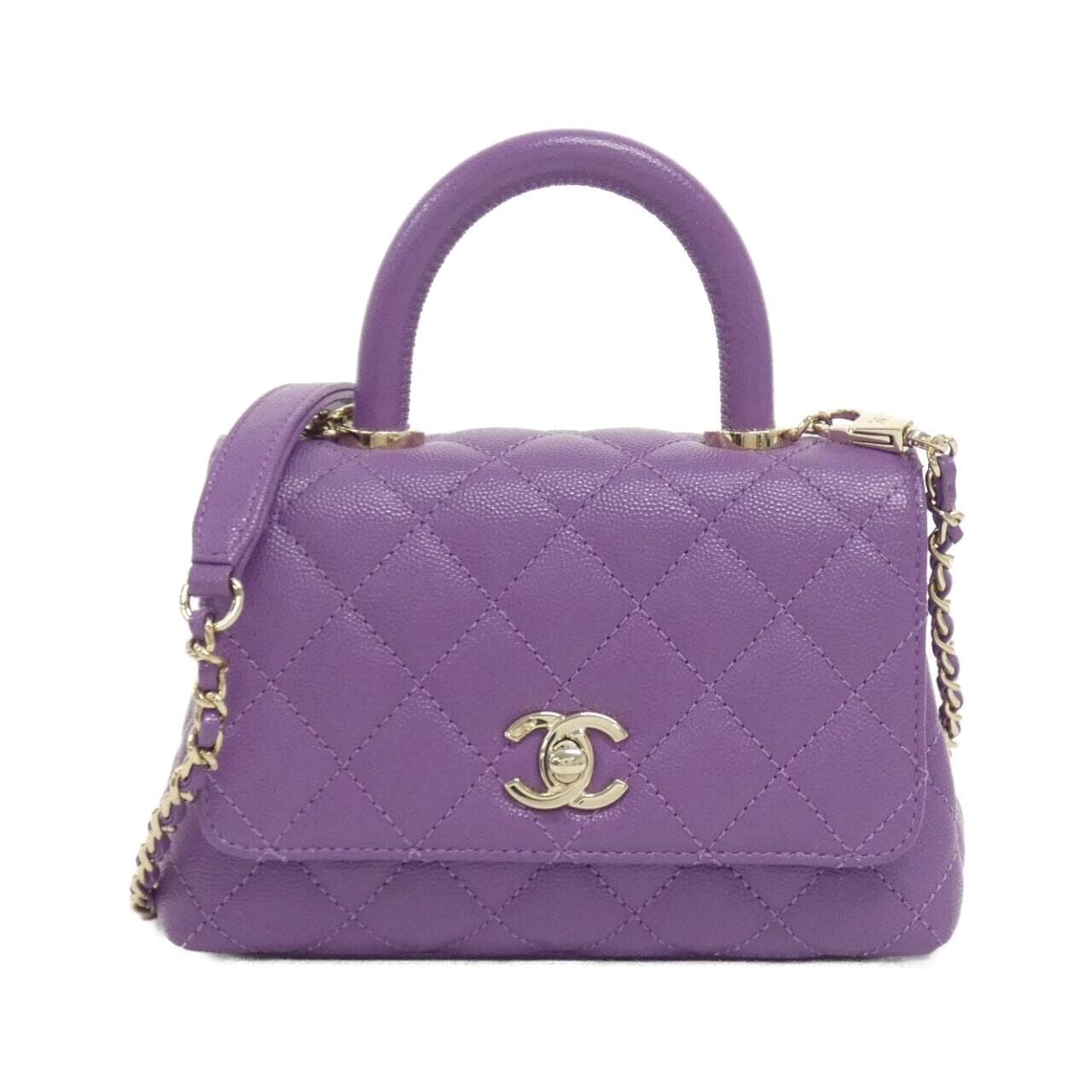 CHANEL Coco Handle AS2215 Handbag Grained Calfskin