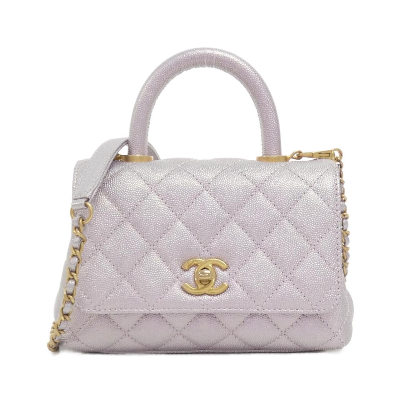 CHANEL Coco Handle AS2215 Handbag Grained Calfskin