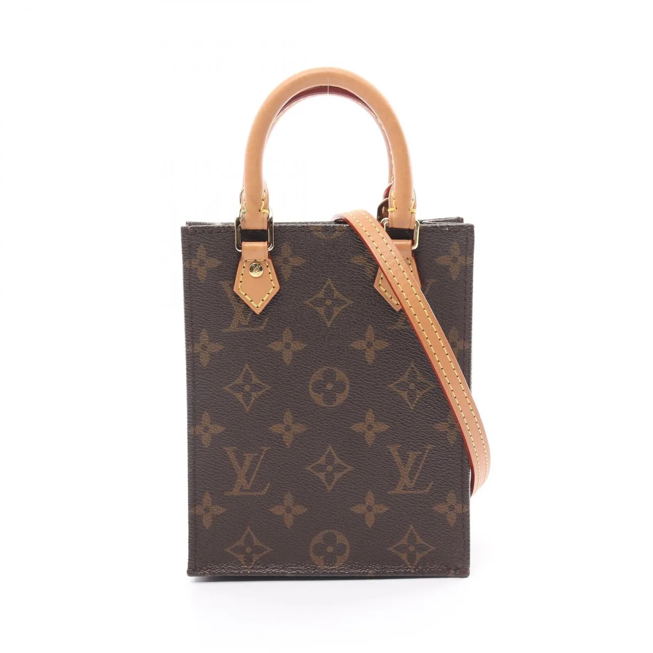 LOUIS VUITTON Petit Sac Plat M69442 兩用包 塗層帆布 棕色 / Marron