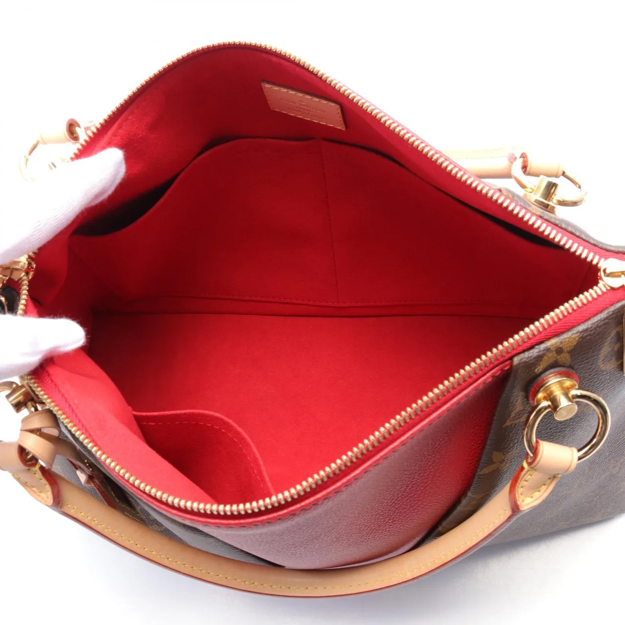 LOUIS VUITTON M43957 兩用包 塗層帆布 棕色 / 紅色 / Marron/Red 塗層帆布 中古品A - 縮圖 3