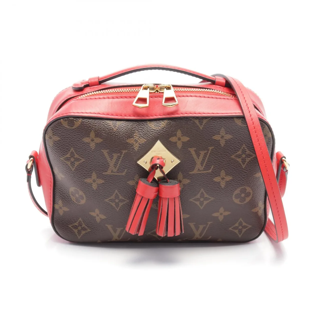 LOUIS VUITTON Saintonge M43556 兩用包 塗層帆布 棕色 / Marron/Red