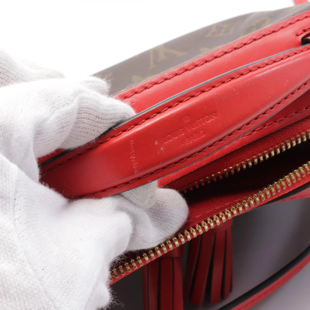 LOUIS VUITTON Saintonge M43556 兩用包 塗層帆布 棕色 / Marron/Red 塗層帆布 中古品A - 縮圖 8