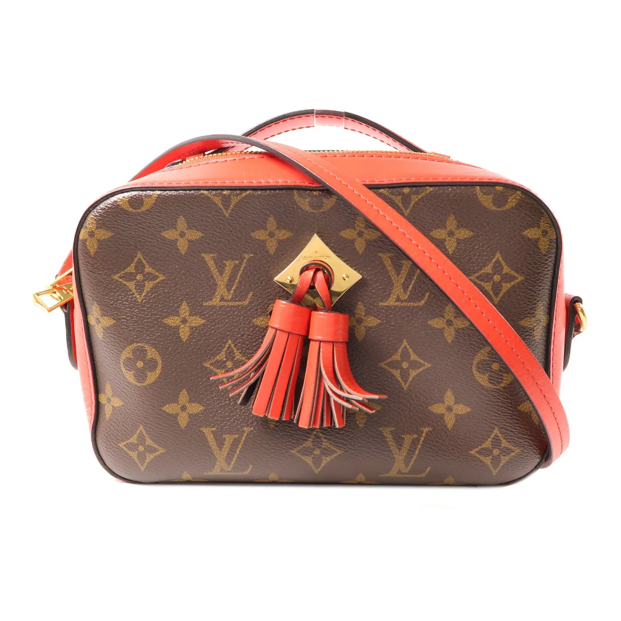 LOUIS VUITTON Saintonge M43556 2-Way Bag Coated Canvas 棕色 / 紅色 / RD/BR