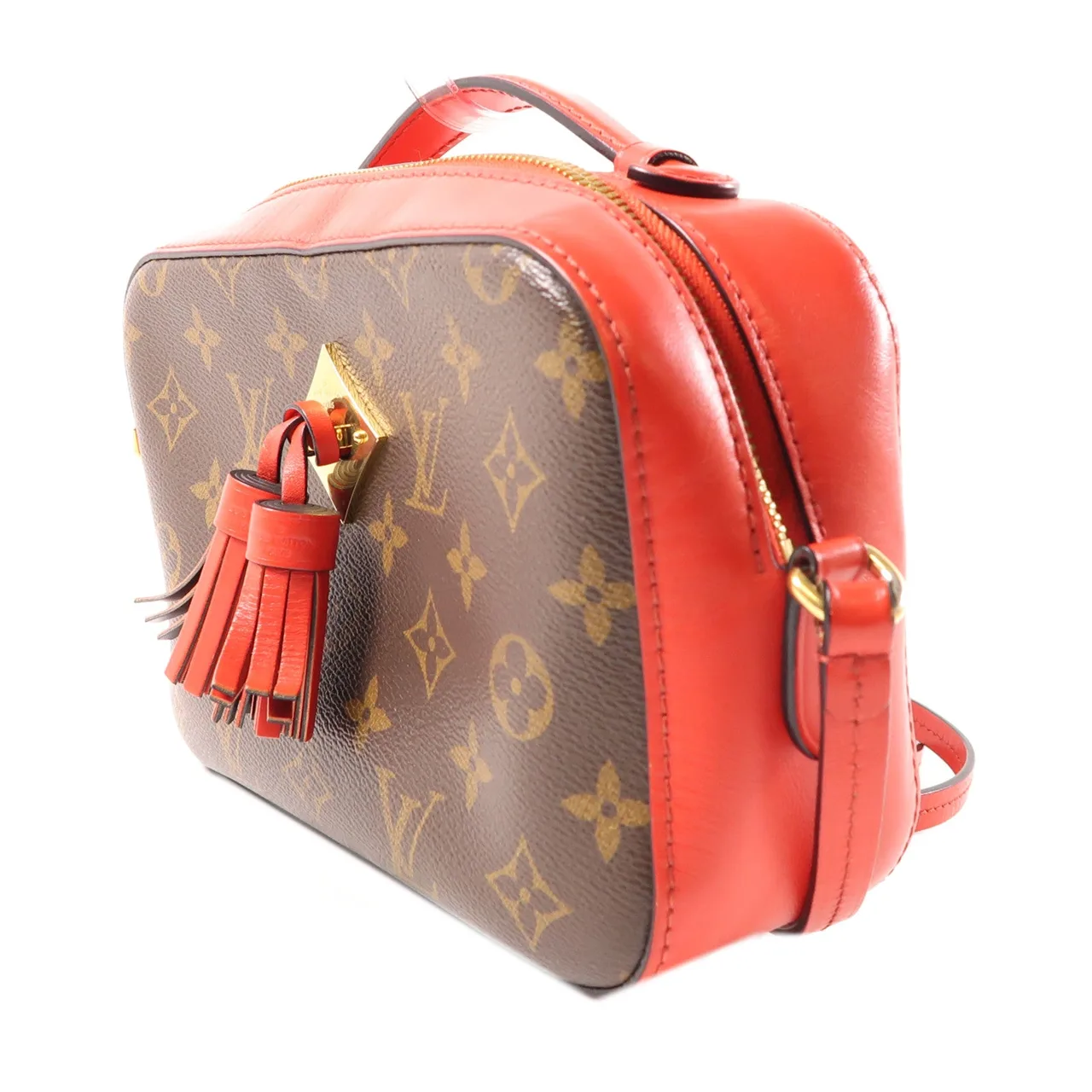 LOUIS VUITTON Saintonge M43556 兩用包 塗層帆布 棕色 / 紅色 / RD/BR 塗層帆布 中古品B - 縮圖 3