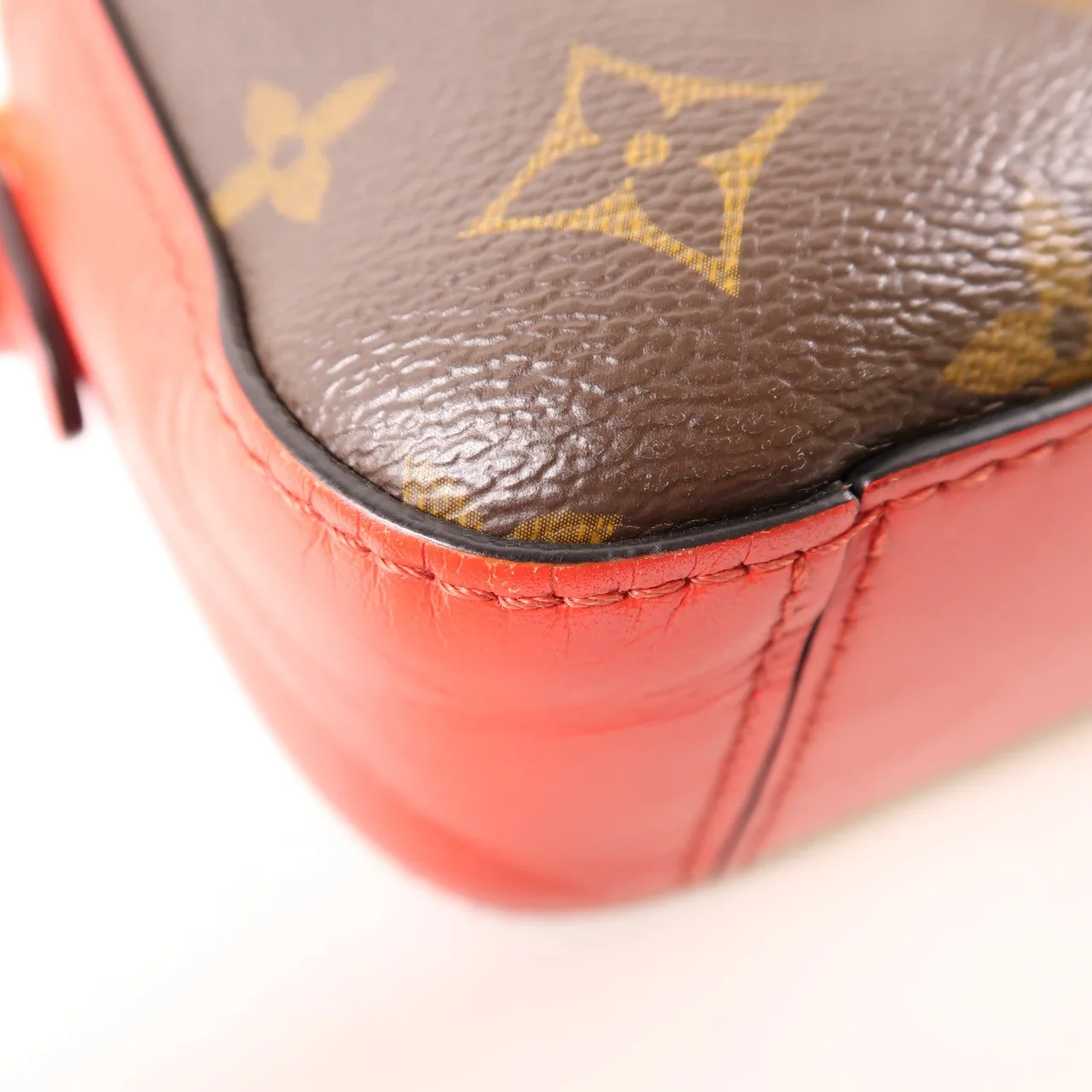 LOUIS VUITTON Saintonge M43556 兩用包 塗層帆布 棕色 / 紅色 / RD/BR 塗層帆布 中古品B - 縮圖 10