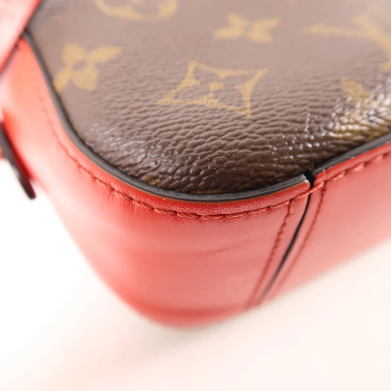LOUIS VUITTON Saintonge M43556 兩用包 塗層帆布 棕色 / 紅色 / RD/BR 塗層帆布 中古品B - 縮圖 12