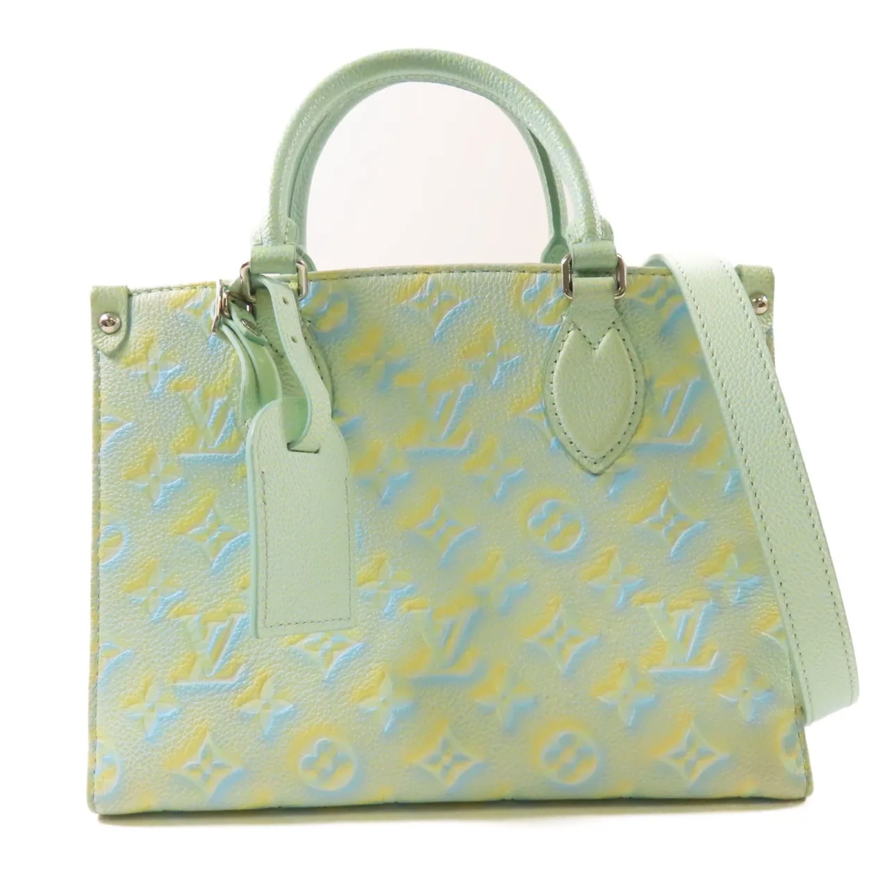 LOUIS VUITTON OnTheGo M46270 2-Way Bag Calfskin 綠色 / 黃色 / GR/BL/YL