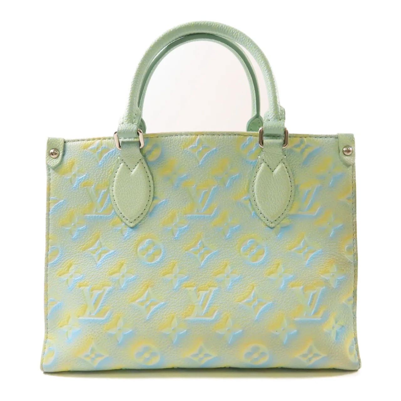 LOUIS VUITTON OnTheGo M46270 兩用包 牛皮 綠色 / 黃色 / GR/BL/YL 牛皮 中古品B - 縮圖 2