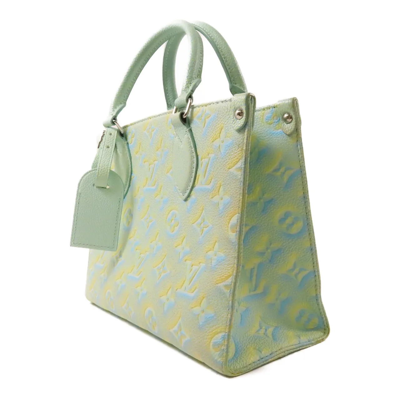 LOUIS VUITTON OnTheGo M46270 兩用包 牛皮 綠色 / 黃色 / GR/BL/YL 牛皮 中古品B - 縮圖 3