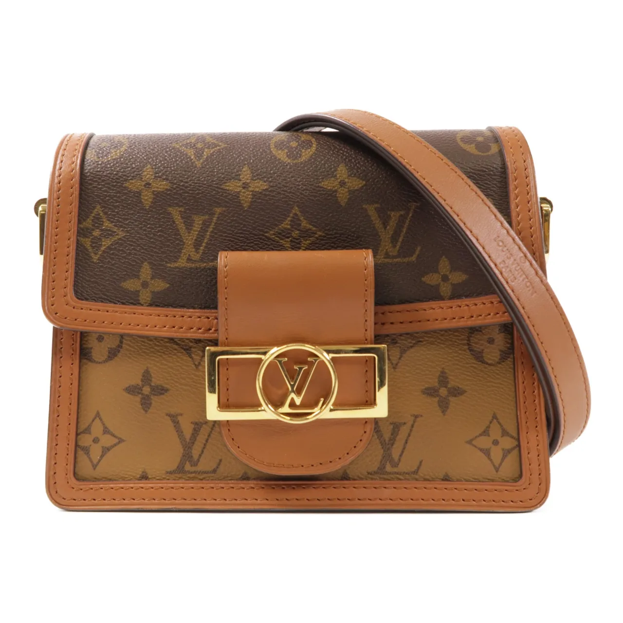 LOUIS VUITTON Mini Dauphine M45959 肩背包 塗層帆布 棕色 / Brown