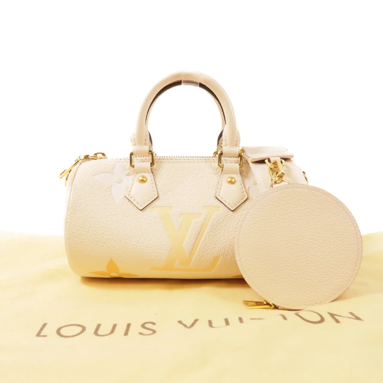 LOUIS VUITTON Papillon M45708 兩用包 牛皮 米色 / Cream 牛皮 中古品A - 縮圖 12