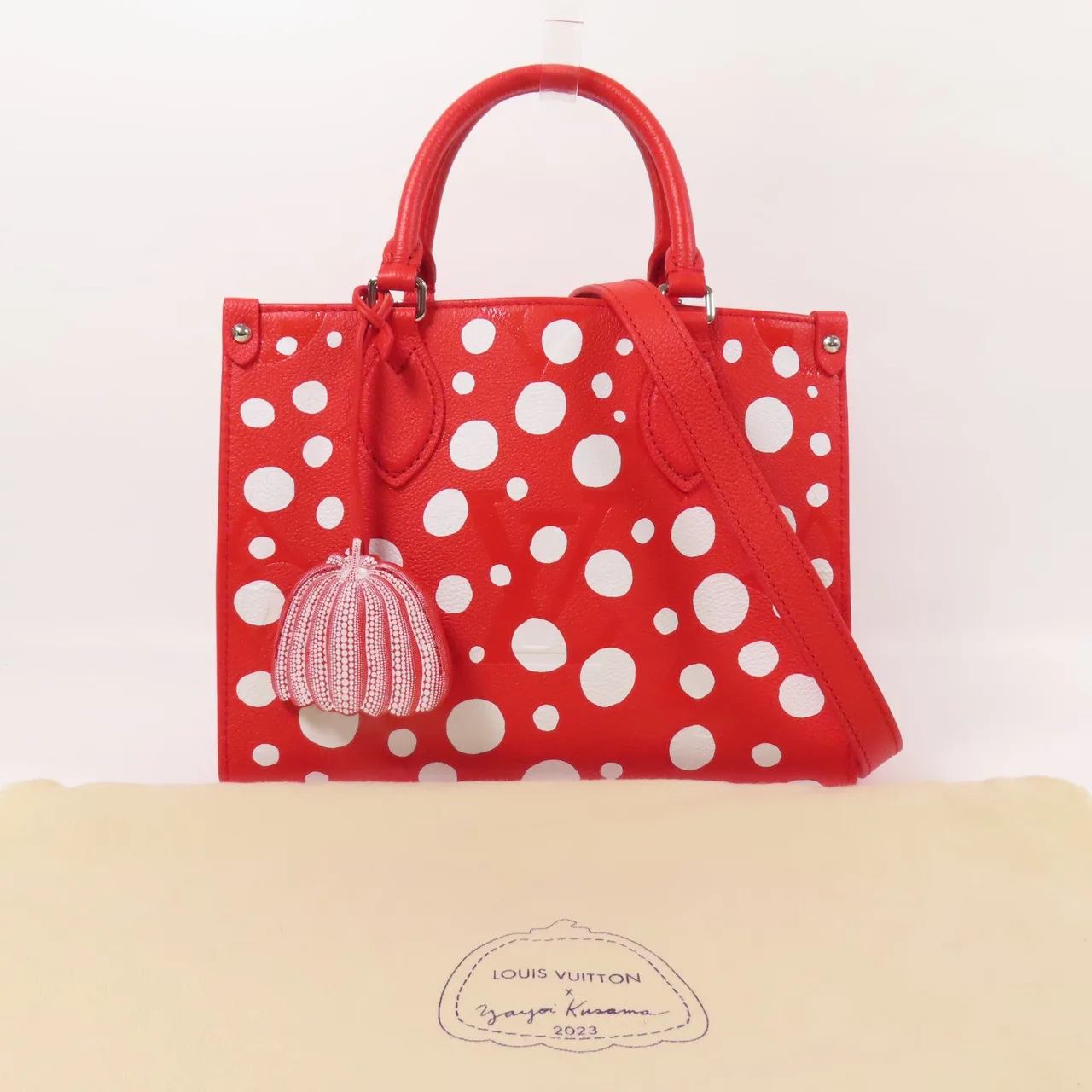 LOUIS VUITTON OnTheGo M46412 兩用包 牛皮 紅色 / Red/White 牛皮 中古品A - 縮圖 8