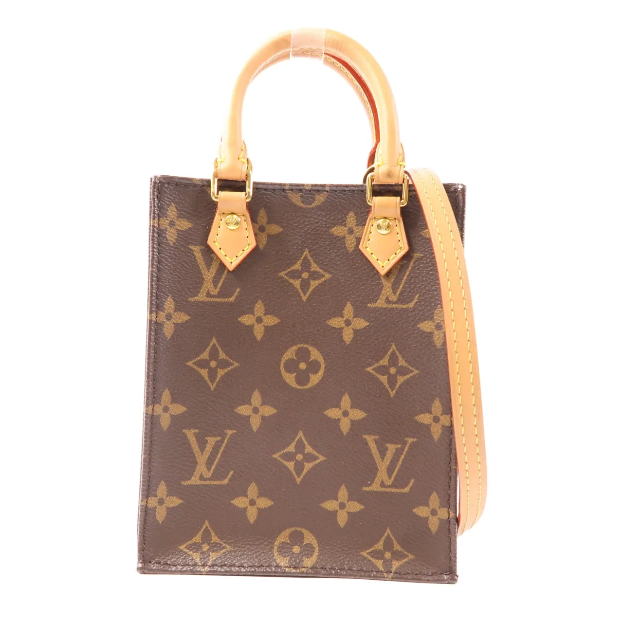 LOUIS VUITTON Petit Sac Plat M81295 2-Way Bag Coated Canvas 棕色 / Brown