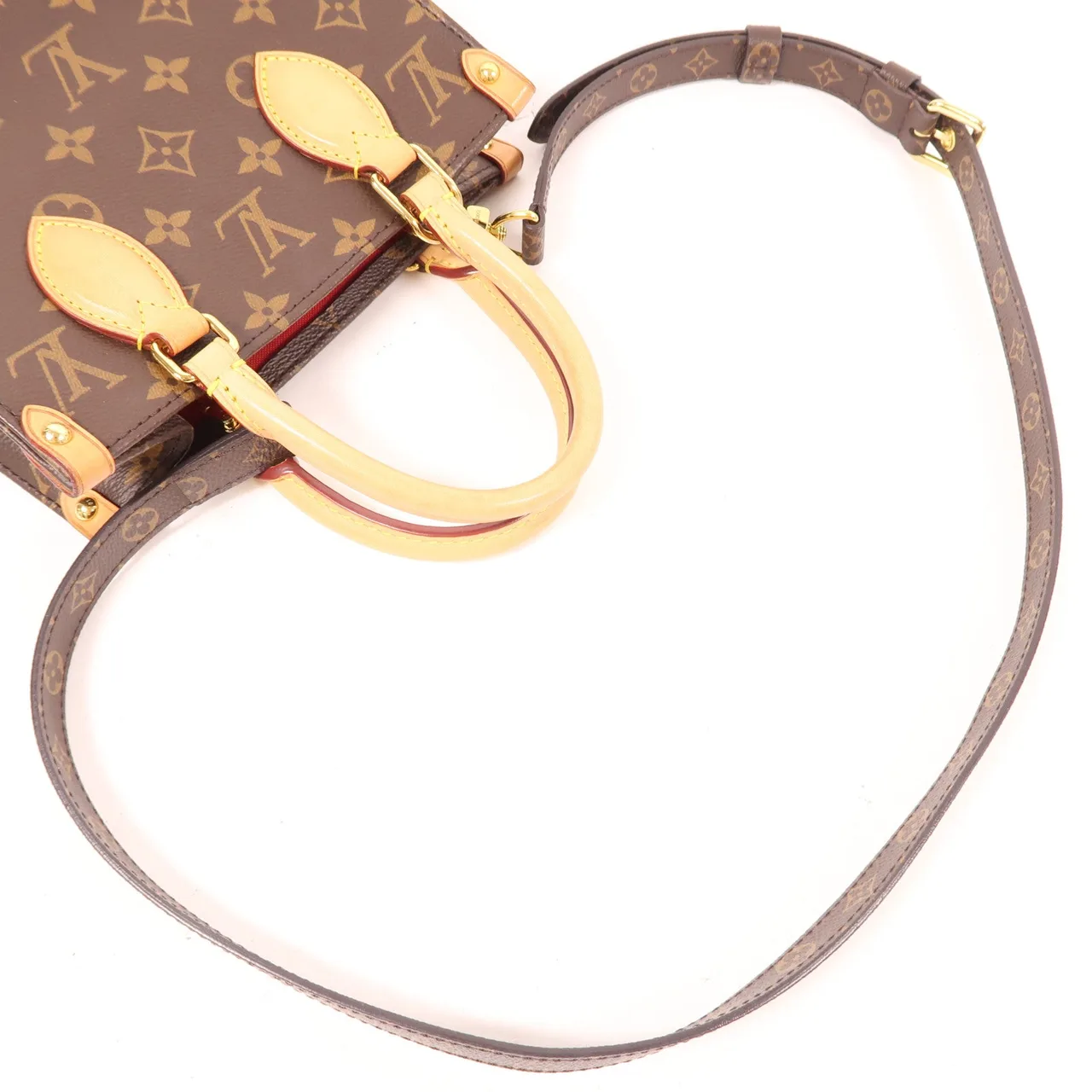 LOUIS VUITTON Sac Plat M45847 兩用包 塗層帆布 棕色 / Brown 塗層帆布 中古品A - 縮圖 7