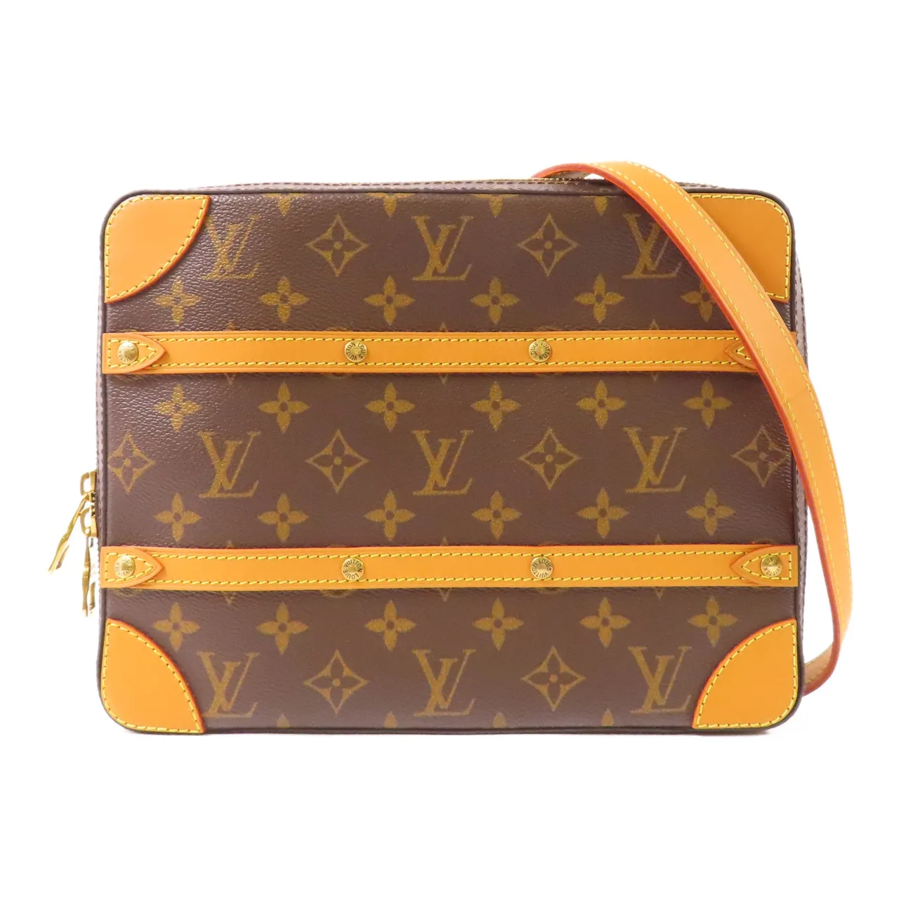 LOUIS VUITTON Soft Trunk M68494 Shoulder Bag Coated Canvas 棕色 / Brown